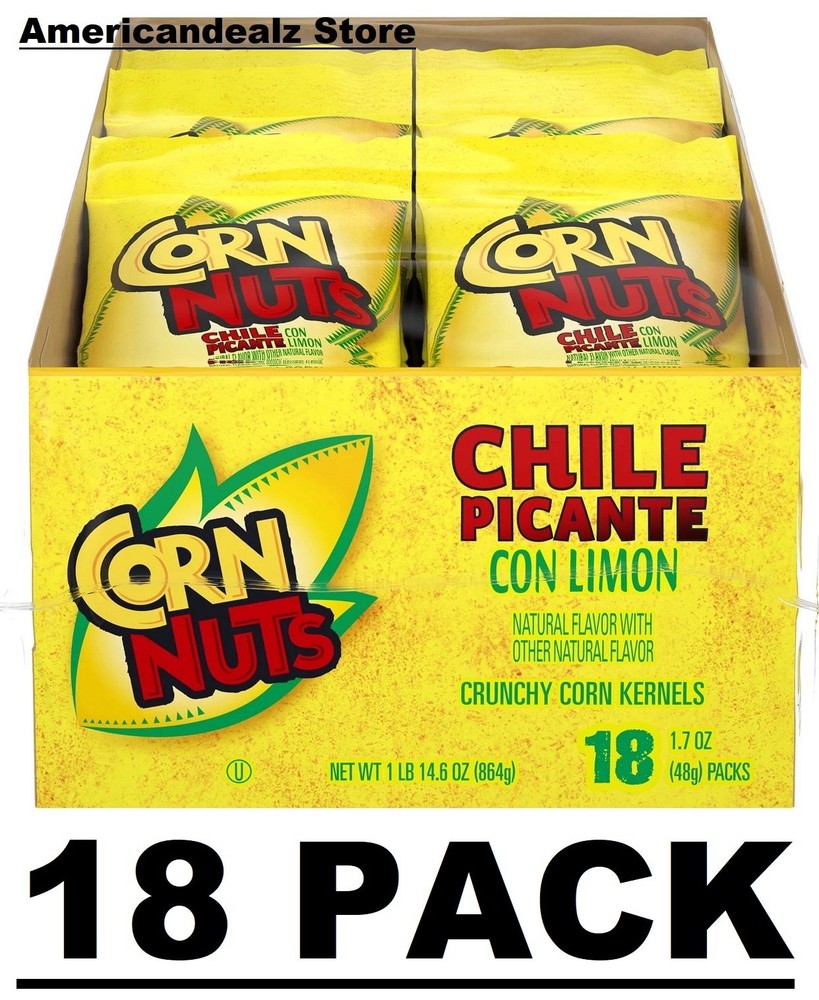 18 PACK Corn Nuts Chile Picante con Limon Crunchy Corn Kernels 1.7 Oz EACH