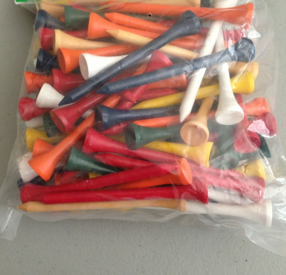 200 Ct Professional Tee 2 3/4" Pro Length ASSORTED Wood Color Golf Tees