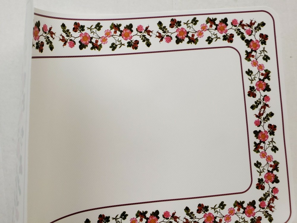 12 pc 3D Thin Plastic Set: 6 PLACEMATS & 6 COASTERS, PINK FLOWERS FRAME, Mirtex