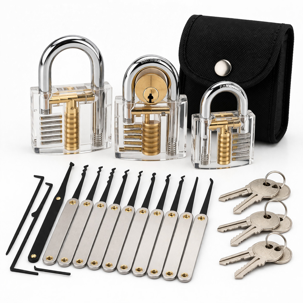 Practice Lock Training Kit Transparent Locks Skill Learning Tools Set 15 PCS