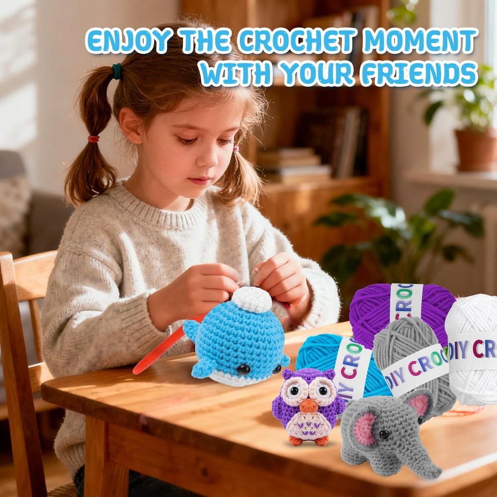 6PCS Crochet Kit for Beginners, Knitting Kit with Step-by-Step Video Tutorial...