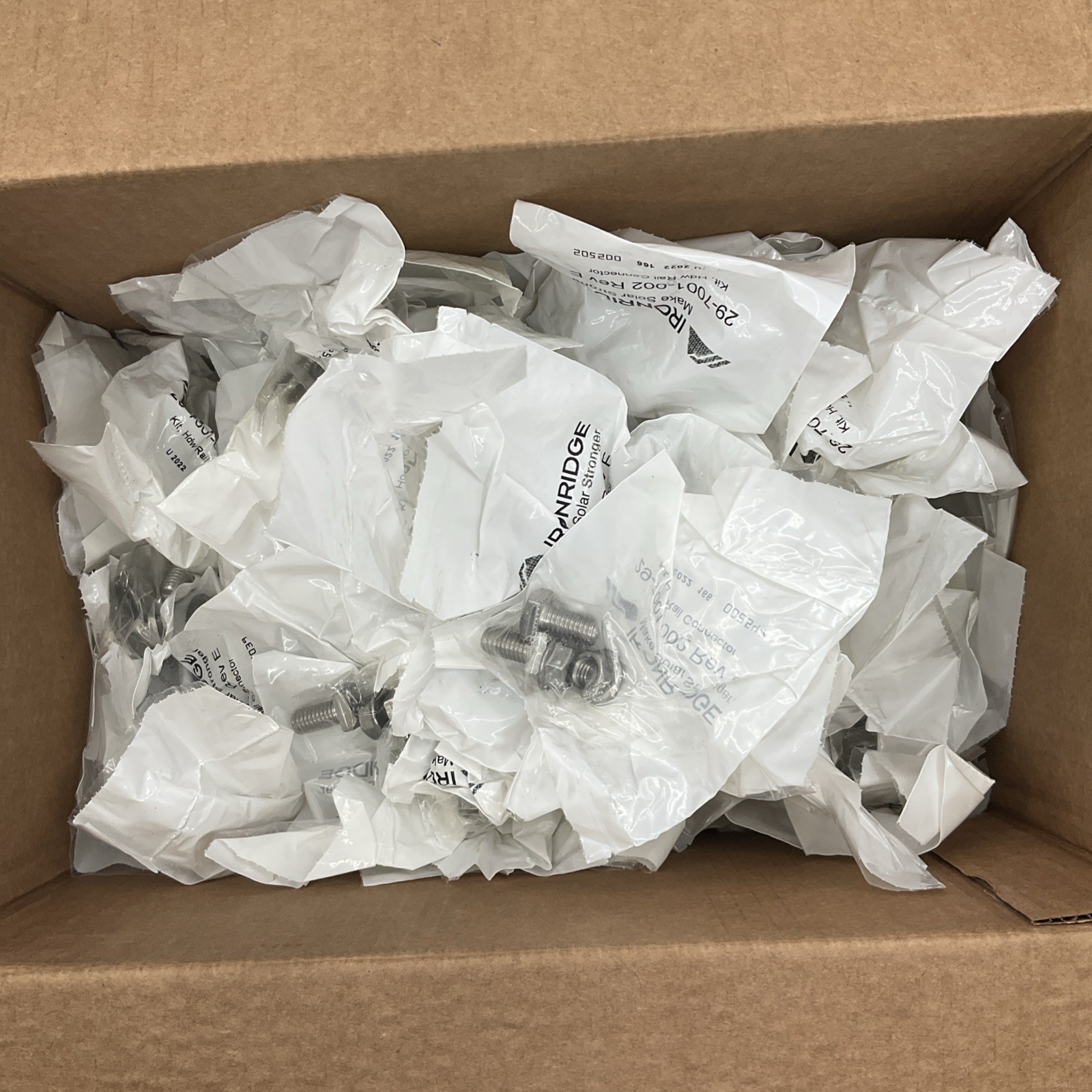 Lot of 215 IRONRIDGE 29-7001-002 Rev E Hdw Rail Connector Hardware Kit for Solar