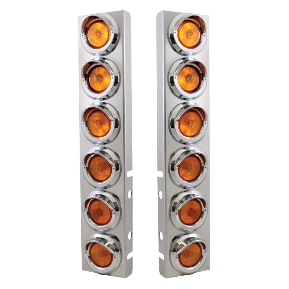 Front Air Cleaner Kit w/ Twelve 2" Flat Lights & Visors for Peterbilt