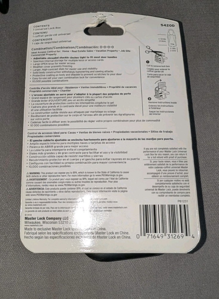 Master Lock 5420D Adjustable Lock Box - Black