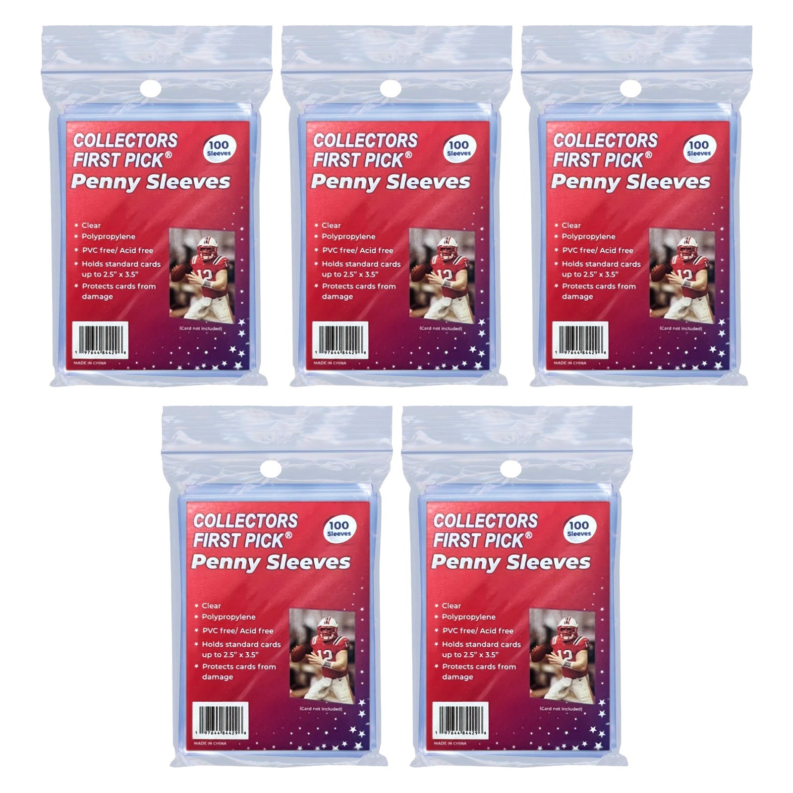 Sealed Case 100 Packs - Exact Fit 2.5" x 3.5" Soft Trading Card Penny Sleeves