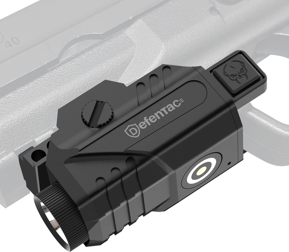 DEFENTAC Pistol Light Magnetic Rechargeable Flashlight with Strobe Function