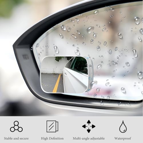 2 PCS Blind Spot Mirrors, Rounded Trapezoid HD Glass Frameless Rear Rectangular
