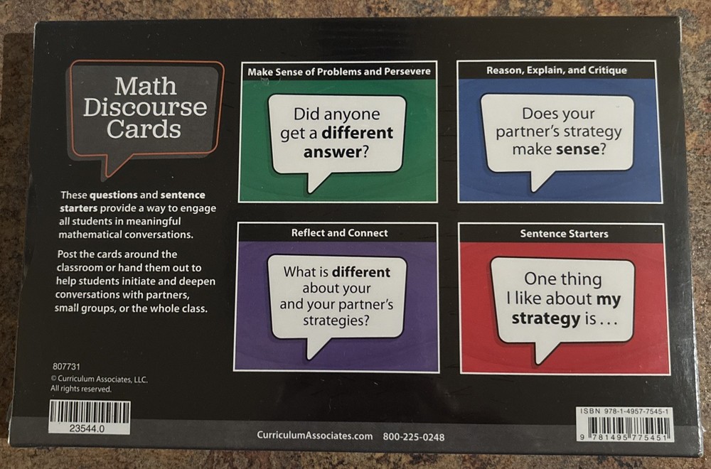 Math Discourse Cards - Encourage Peer & Whole Class Conversations - NEW SEALED