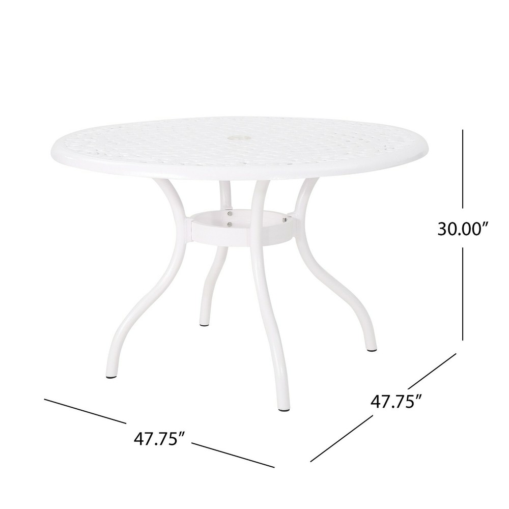 Simon Outdoor Aluminum Round Dining Table, White