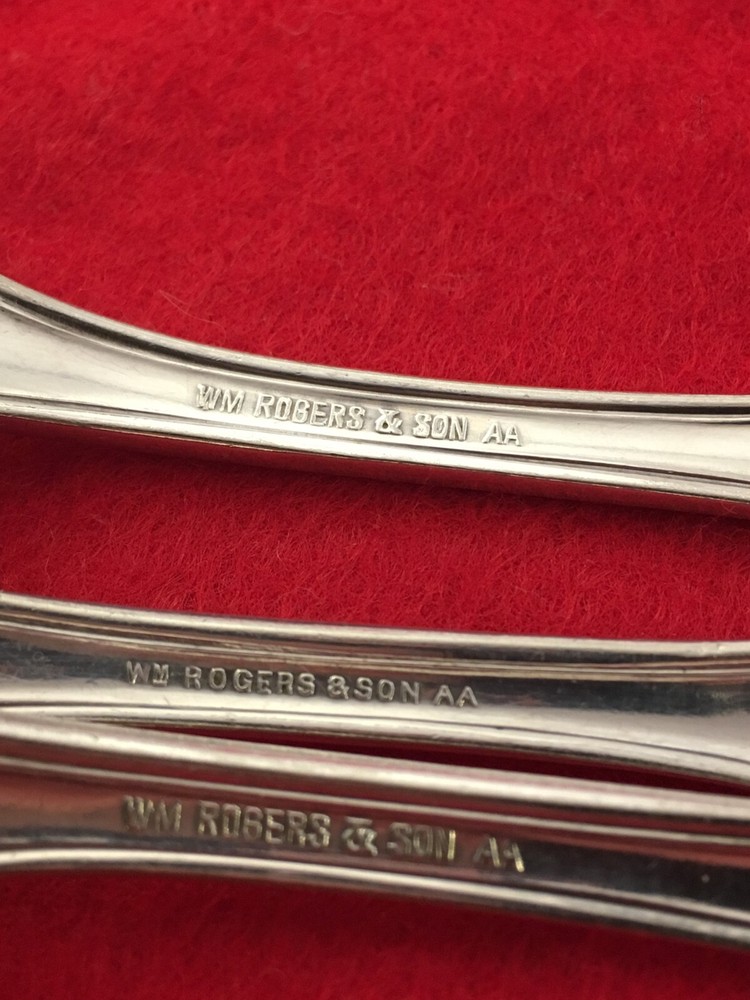 Wm Rogers & Son ARBUTUS Silver Plate 3 Solid Serving Spoons 1908 Flatware