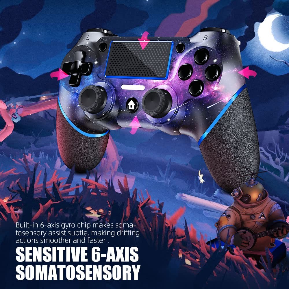 AceGamer Wireless Controller for PS4, Custom Design V2 Gamepad Galaxy