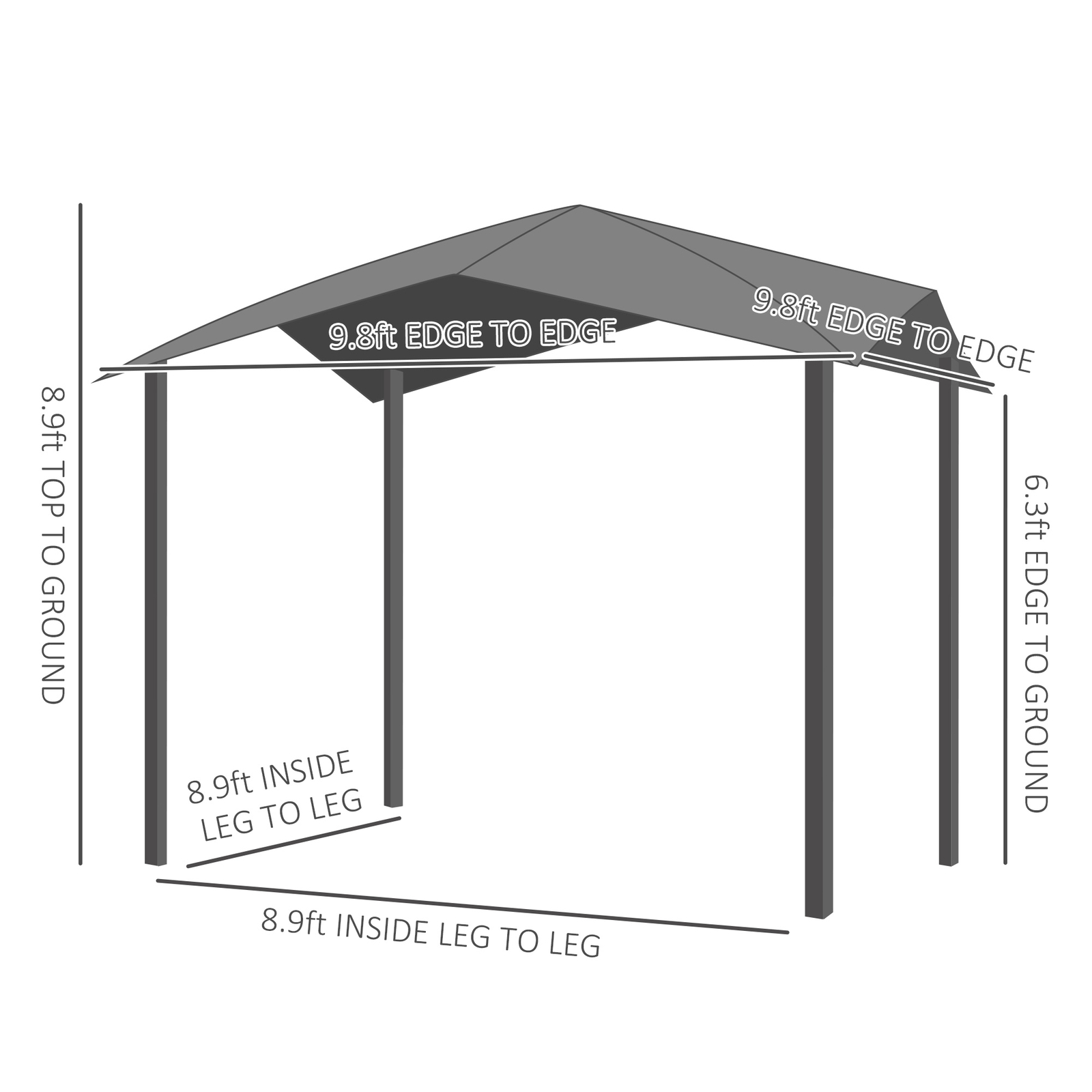 10' x 10' Soft Top Patio Outdoor Canopy Gazebo Tent Steel Fabric Grey