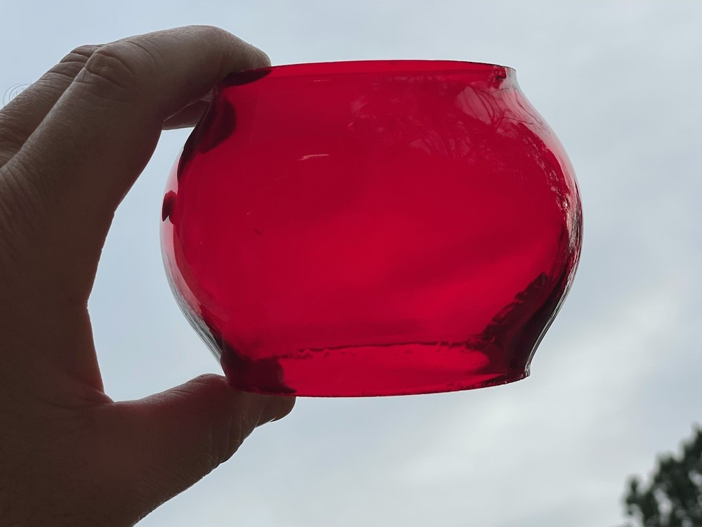 Red Corning Short Globe For Railroad Lantern