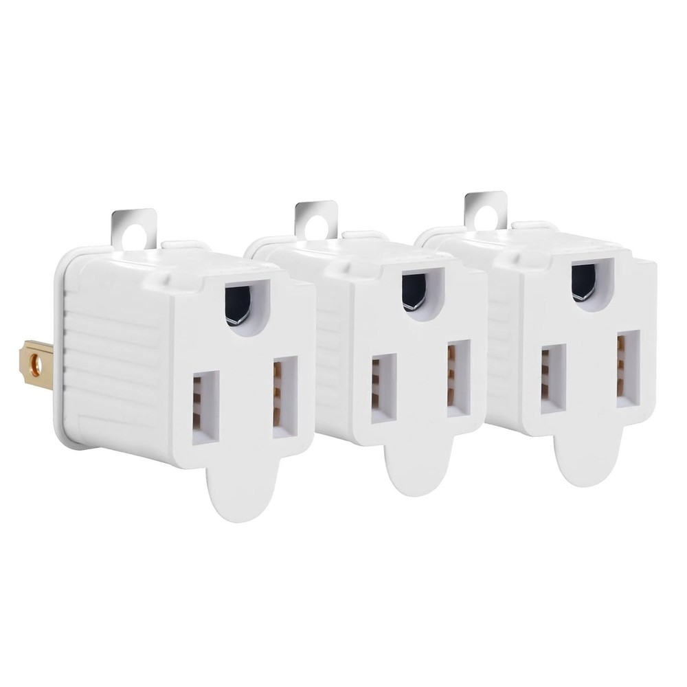 Compact 3-Piece Grounding Adapters - Safe & Easy Electrical Conversion, White
