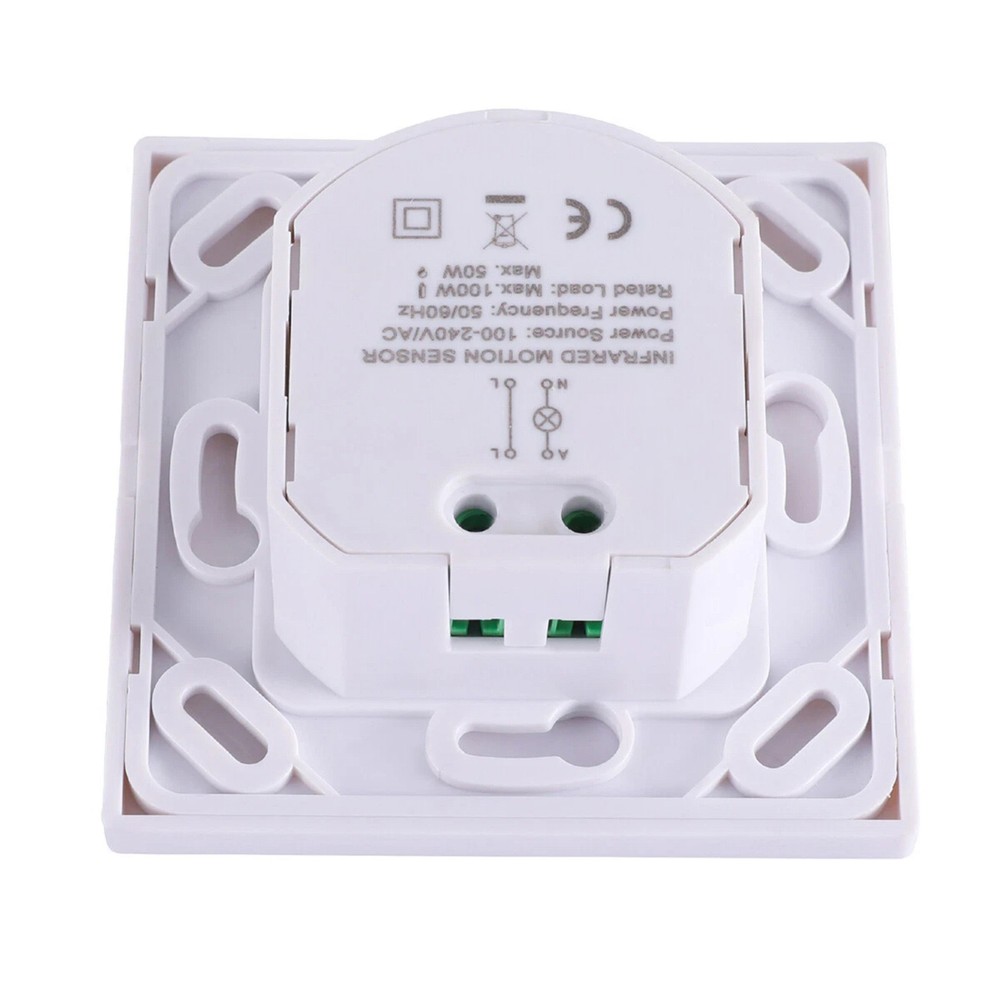 White PIR Motion Sensor Wall Switch AC100-240V for Downlights & Ceiling Lights