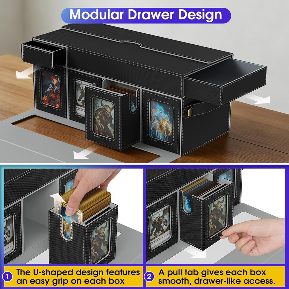 Commander Deck Box for MTG, 10 in 1 Card Deck Box with 8-Deck Modular Card Case