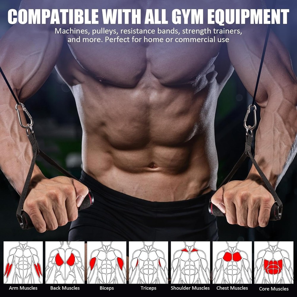 2 Pack Upgraded Exercise Handles, for Cable Machine Attachments, Strength Tra...