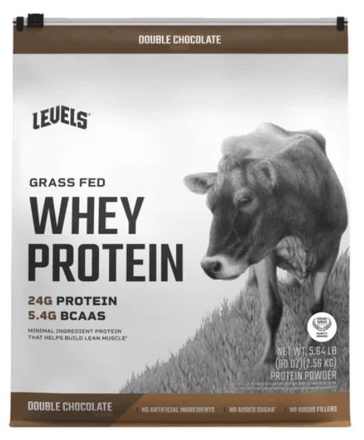 Levels Grass Fed Whey Protein, Double Chocolate, 5.64 lbs