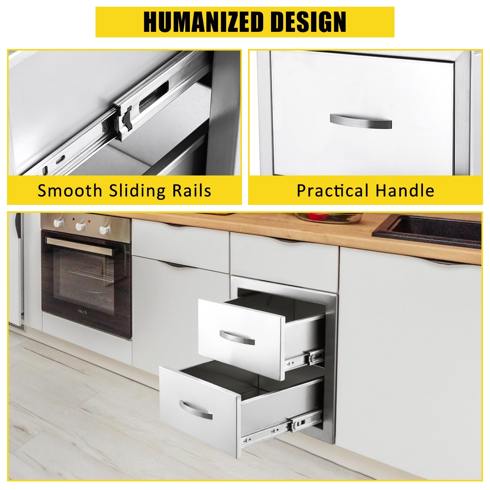 Outdoor Kitchen BBQ Drawers Stainless Steel Weatherproof Rust Resistant