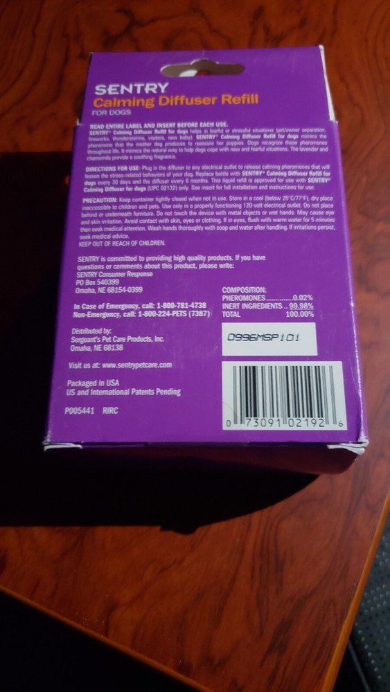 Sentry Calming Diffuser Refill for Dogs 1.5 oz Lavender Chamomile