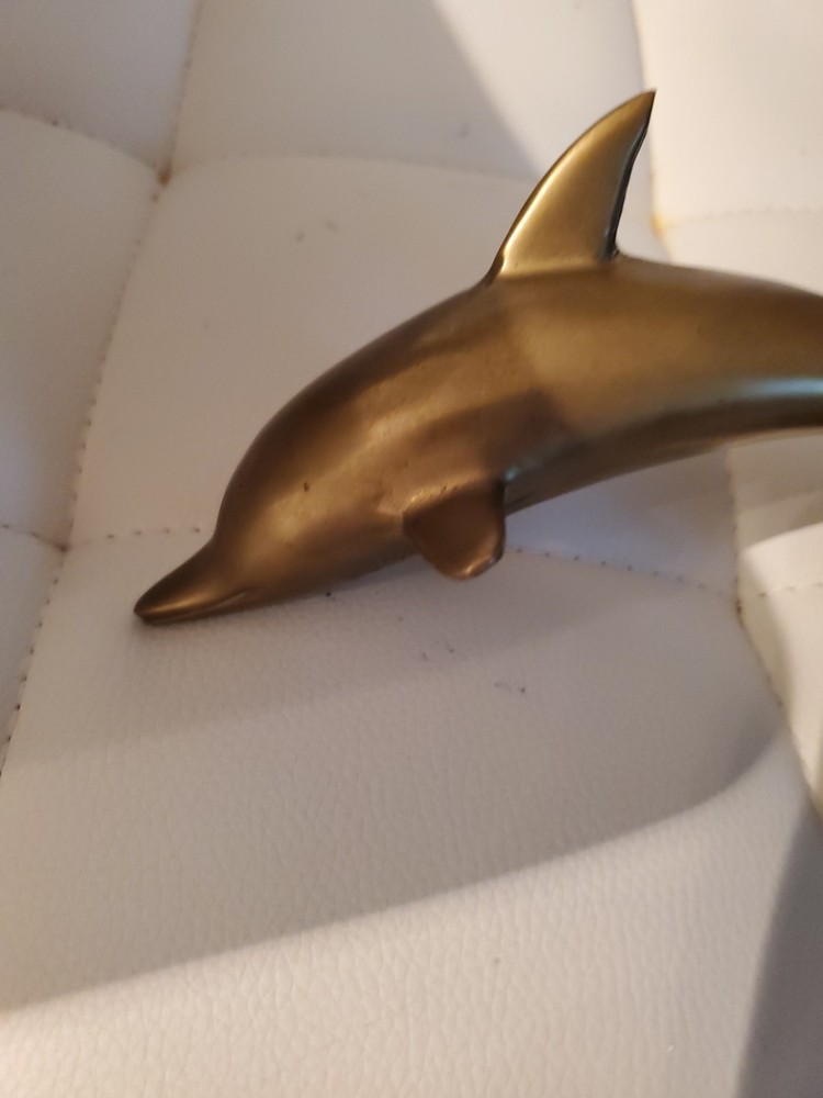 Vintage solid brass dolphin doorknocker 7.5"
