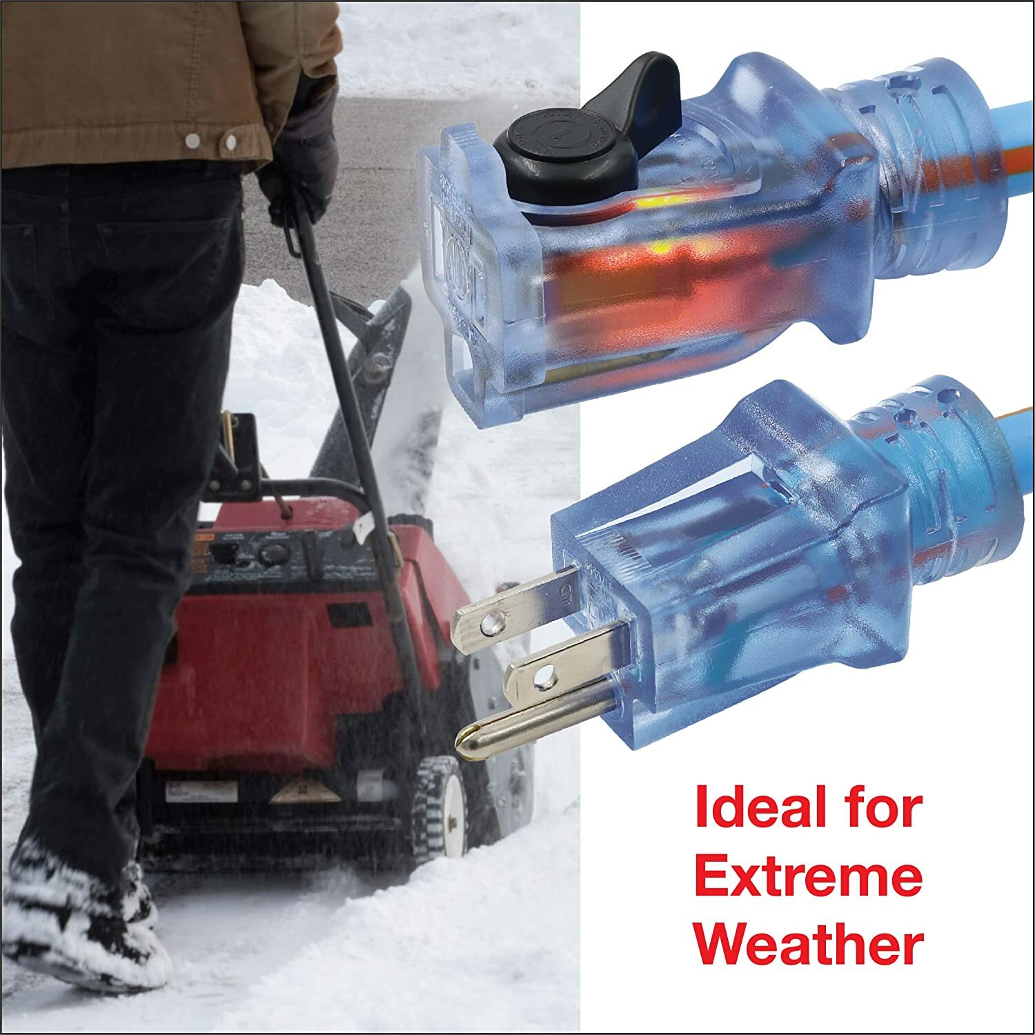 CP 50 ft 14/3 SJEOW TPE Rubber Heavy Duty Extension Cord, Blue & Orange, CP10088