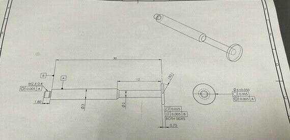 CMM Disc Probe Stylus M2 Thread 6mm Diameter 30mm Length