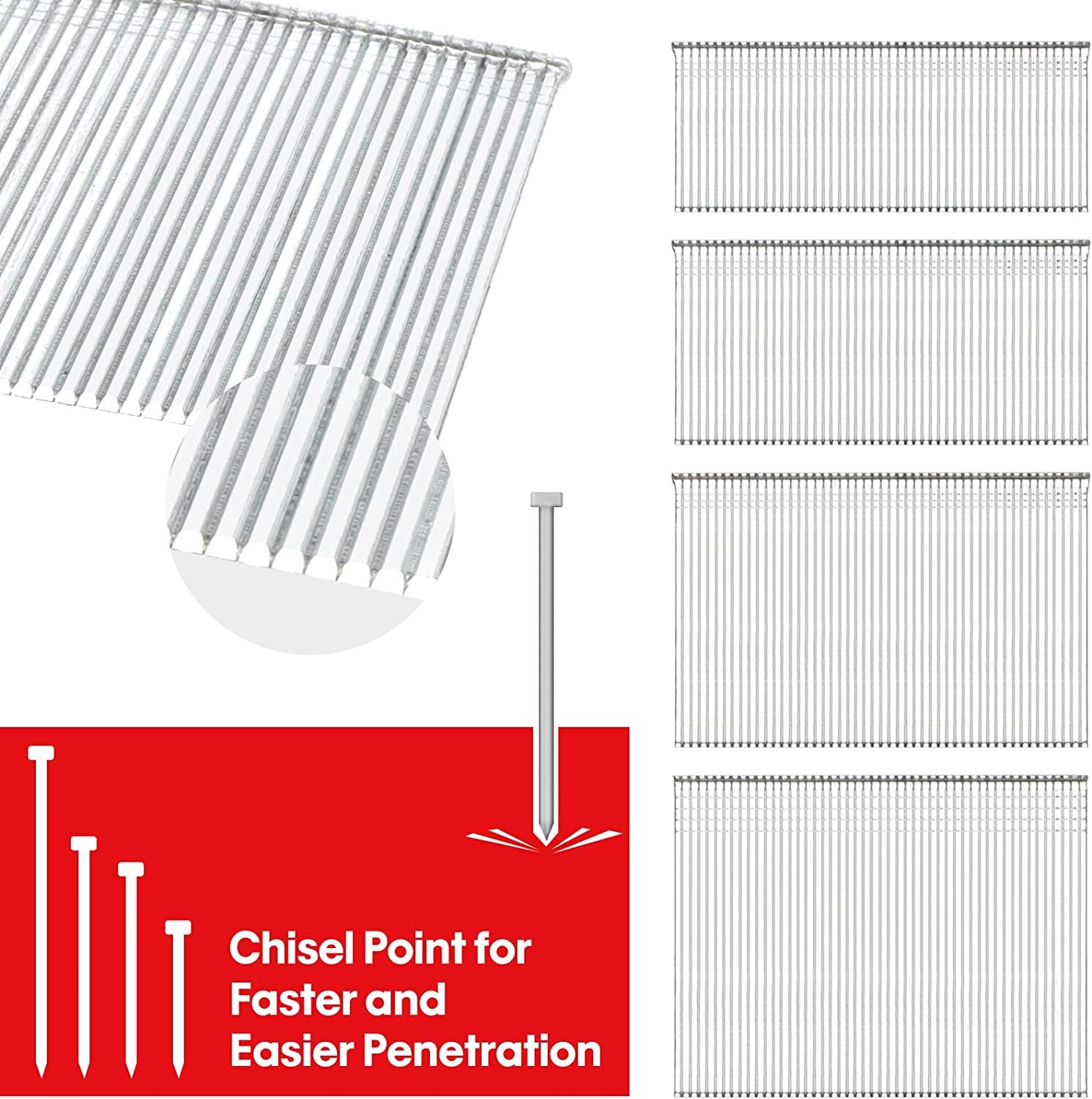 SHALL 16 Gauge Finish Nails, 2000-Count (1-1/4, 1-1/2, 2, 2-1/2 Inch),T-series