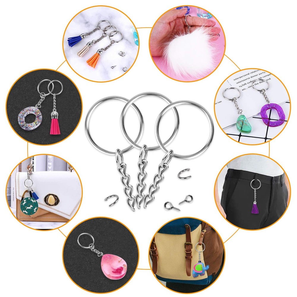 Keychain Rings for Crafts, Flasoo 360Pcs Keychains Resin Include Silver