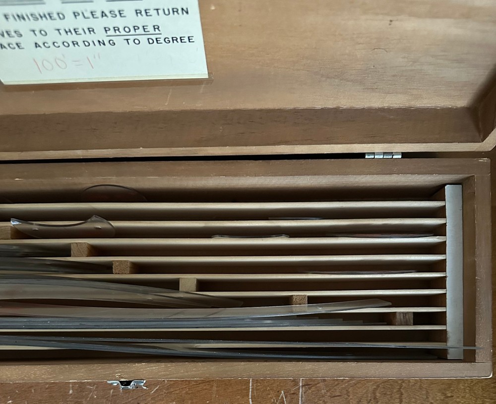 Vintage Charles Bruning 1"-100" Curve Set Engineering Drafting Tools-34 Curves