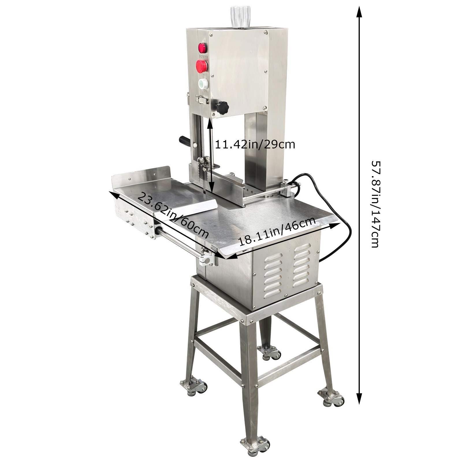 Electric Bone Saw Commercial Frozen Meat Cutter Stainless Steel Band Saw 110V