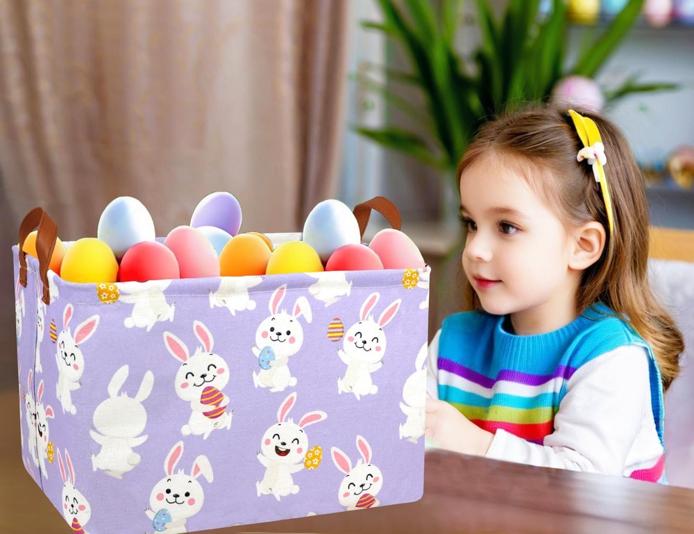 BOOHIT Rectangle Empty Easter Baskets Boy Large Toy Storage Bin Girls collaps...