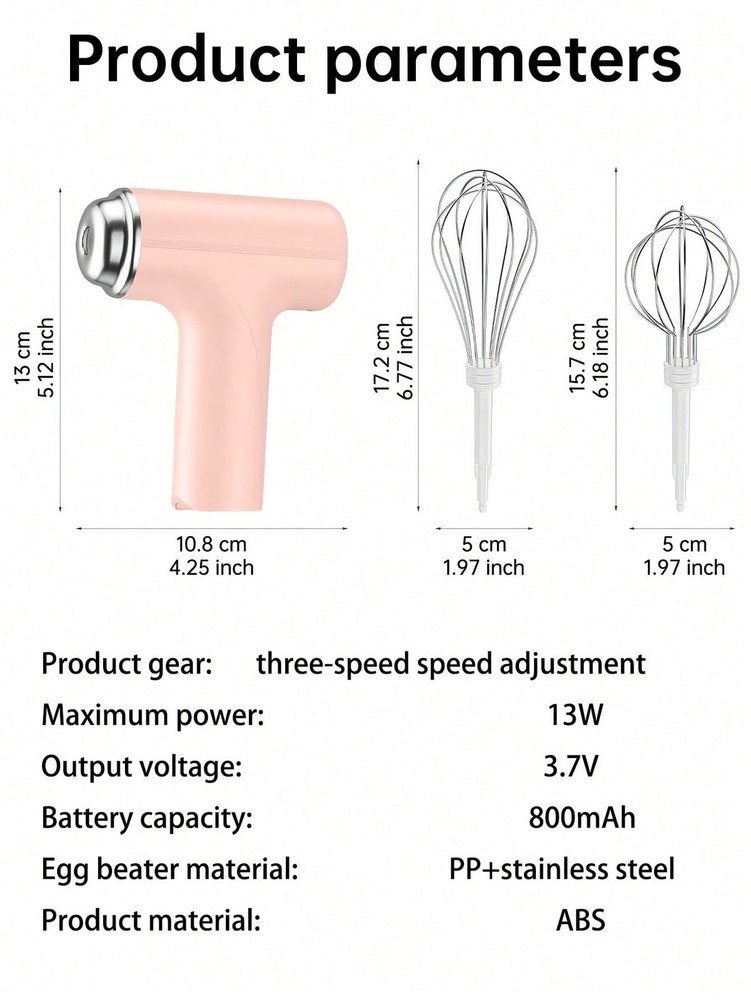 1pc Rechargeable Handheld Electric Egg Beater, Wireless Automatic Adjustable Gea