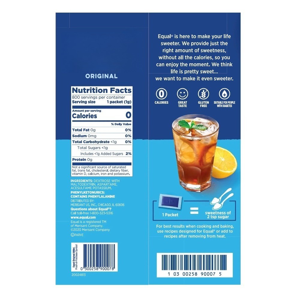 Zero Calorie Sweetener, Sugar Substitute, 800 Packets