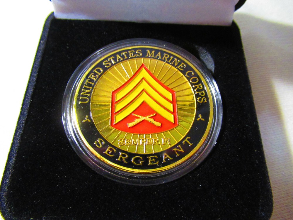 US MARINE CORPS " SERGEANT " Challenge Coin w/ Presentation Box