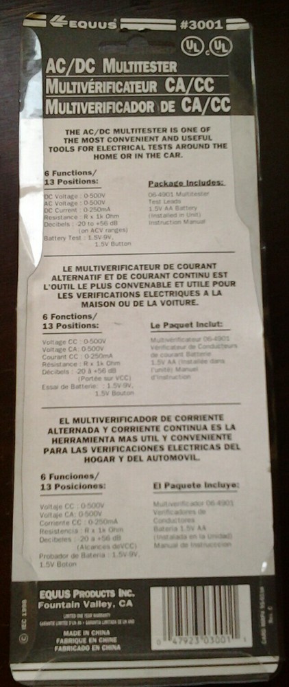 Equus 3001 AC/DC MULTITESTER
