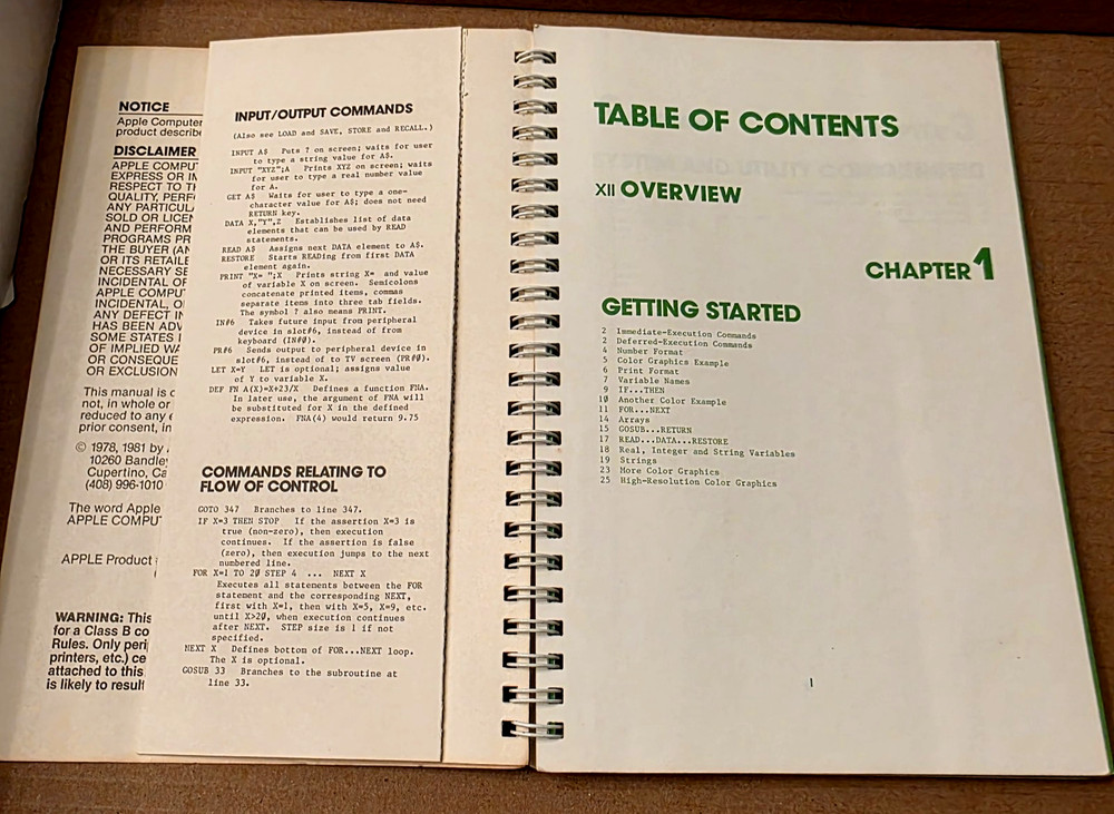 1981 Apple Computers Applesoft II Basic Programming Reference Manual