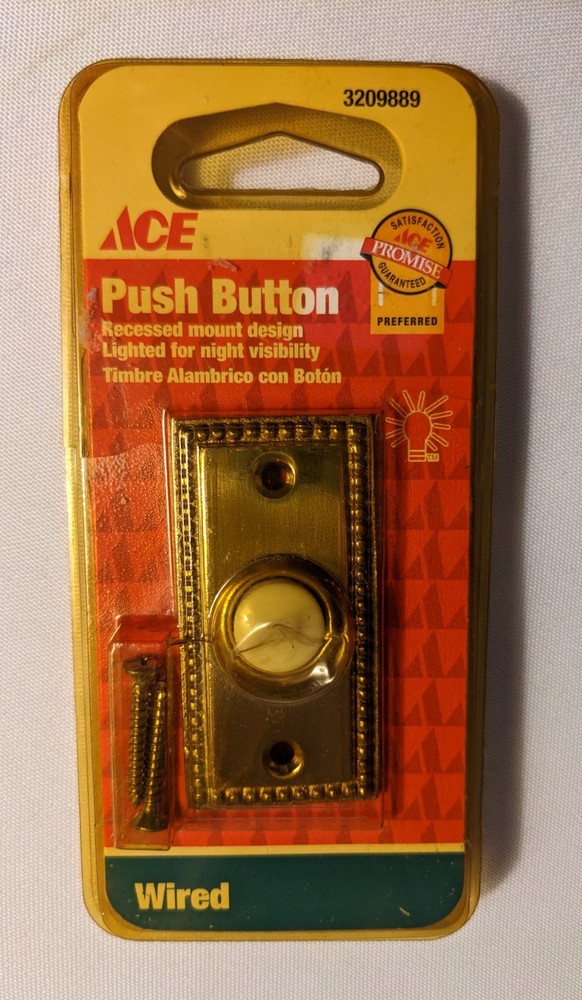 Vintage Illuminated Button Solid Brass Doorbell