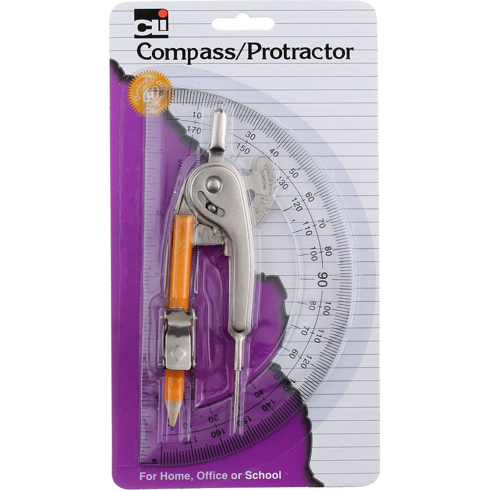 3 Pack Charles Leonard Compass/Protractor 2.1 oz