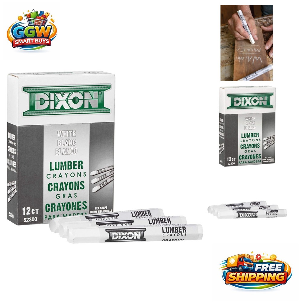 Industrial Waterproof Marking Crayons 12-Pack - Durable White Hexagonal 4.5"