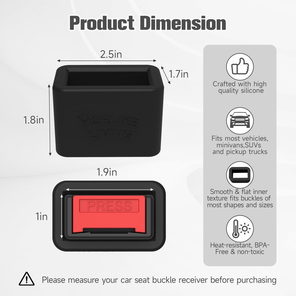 Morlike Silicone Belt Buckle Holder (Black, 2 Pack)