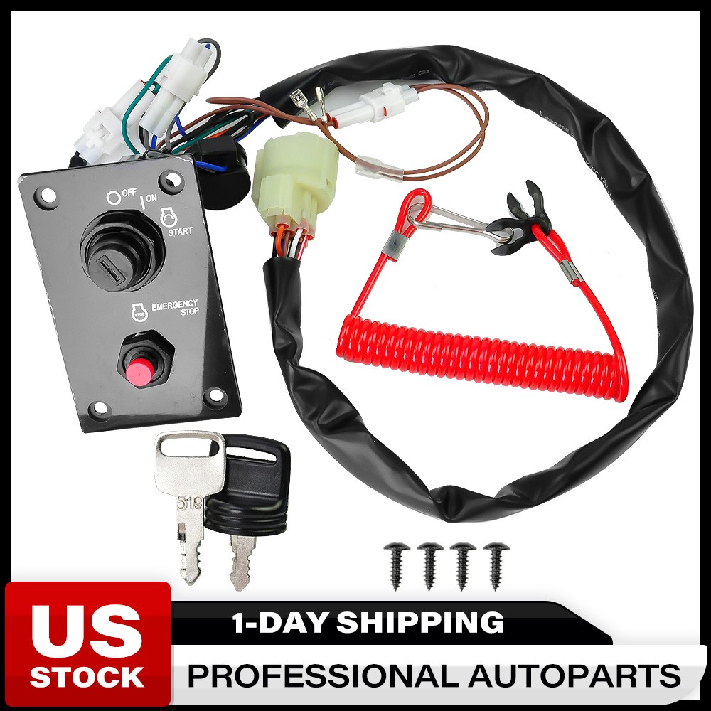 Ignition Key Switch Panel Assembly with Lanyard For Suzuki Outboard 37100-93J24