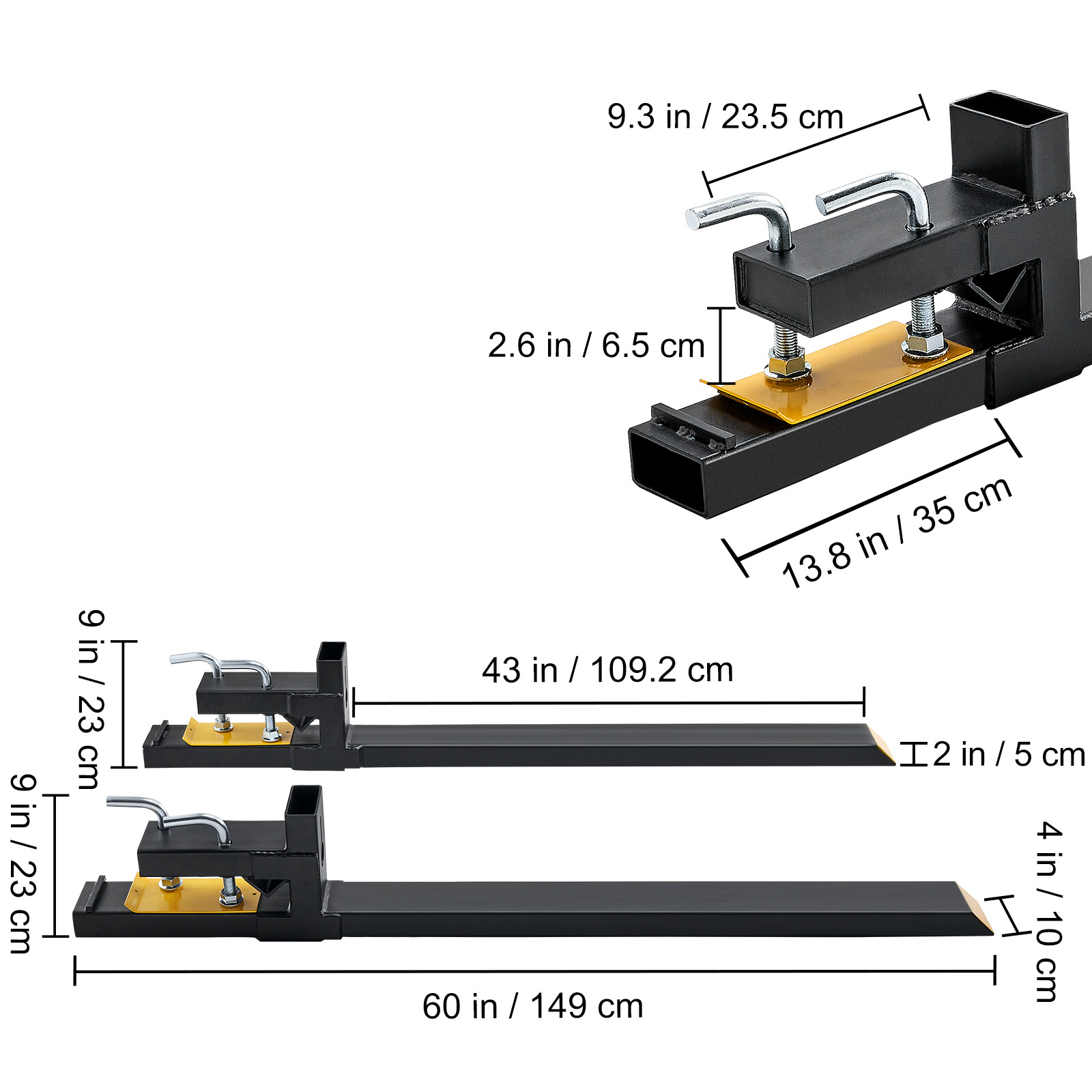 VEVOR 4000lbs 60" Clamp on Pallet Forks for SkidSteer Loader Bucket Tractor Fork