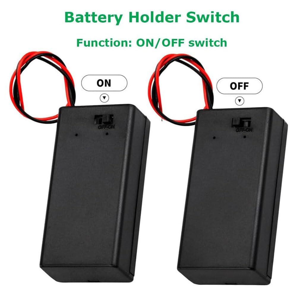 7 Pack 9V Battery Holder Case with ON/Off Switch for Students Experiments