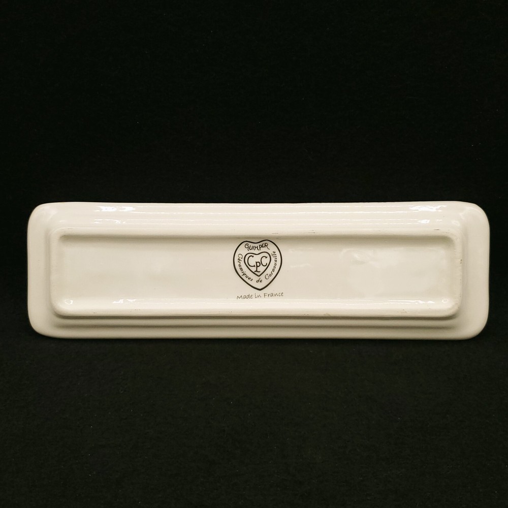 QUIMPER Rectangular Butter Tray Pickle Dish Blue Border