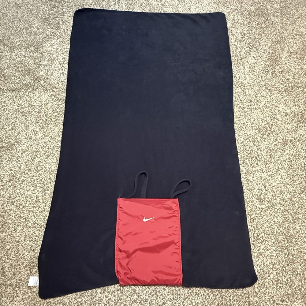 Two Nike Foldable Backpack Travel Blanket Red Black Stadium
