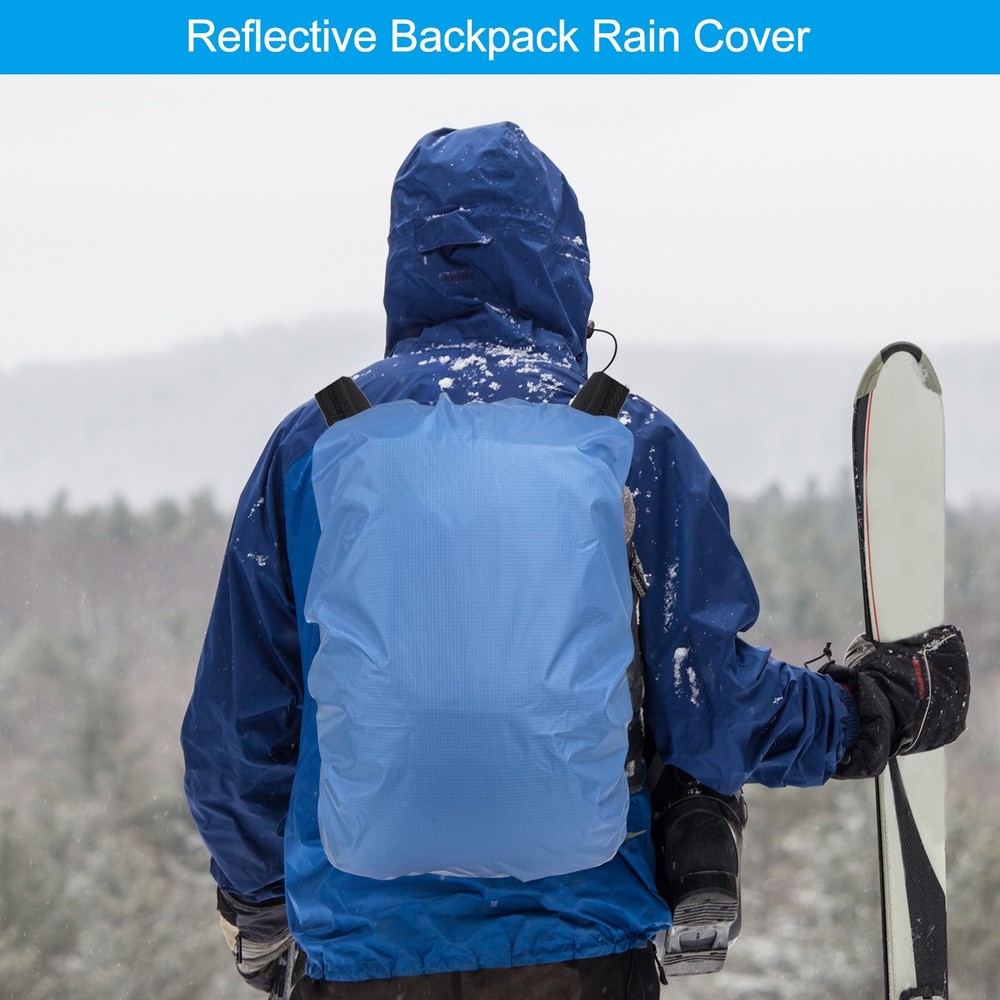 15-25L Backpack Rain Cover with Drawstring Bag, S, Sky Blue Checkered
