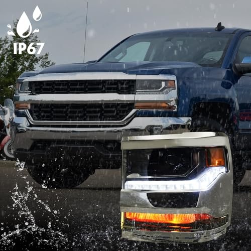 Headlight Assembly Compatible with Chevy Silverado 1500 2016 Left Driver Side