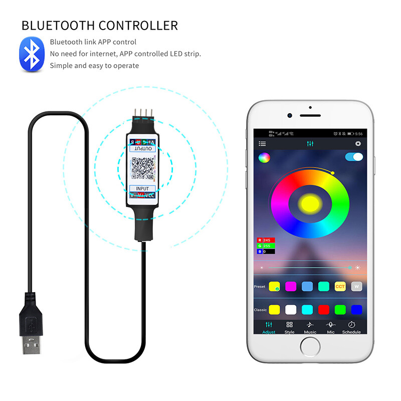 Mini USB Bluetooth Controller Rgb Controller For 2835 5050 Led strip Android