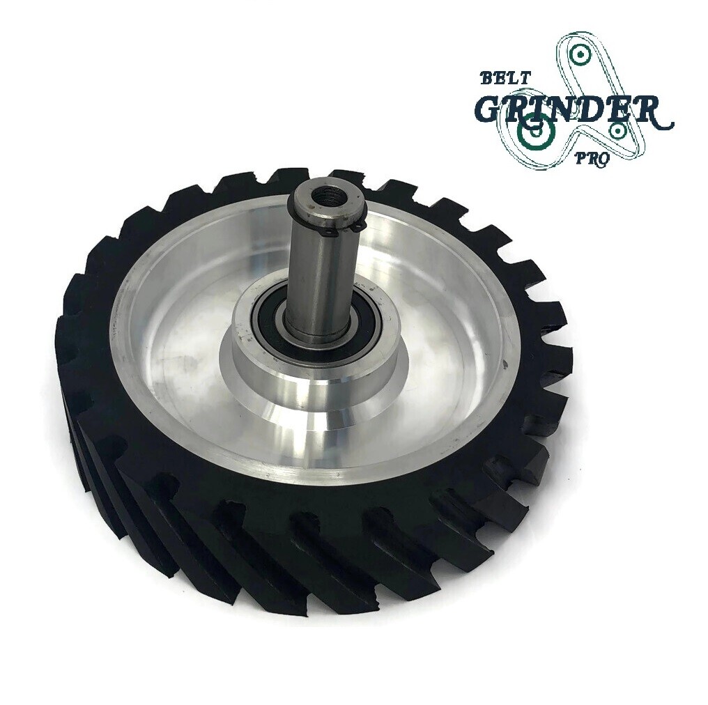 8" Belt Grinder Contact Wheel Serrated Rubber With 2 heavy Duty bearings 6205 RS
